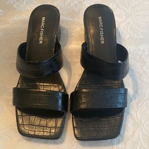 Marc Fisher black slide sandals